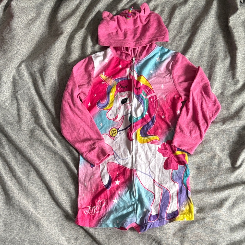 Nickelodeon Jojo Siwa Unicorn Hooded Fleece Romper Pajamas - S